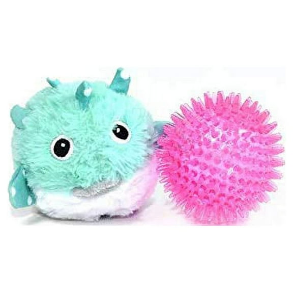 Patchwork Pet Pricklets Puffer Fish Premium Dog Toy Plush Interactive Removable Spiky Ball