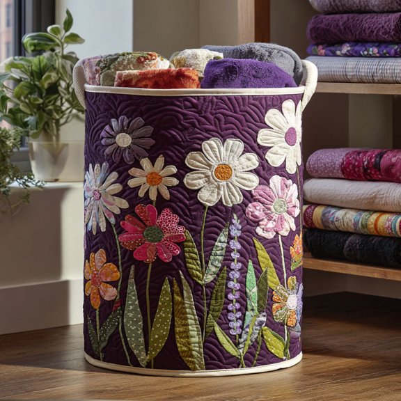 Patchwork Petals Quilted Laundry Basket
