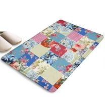 Patchwork Pioneer Flower Flannel Non Slip Door Rugs,Washable Door Mats Indoor,Decorative Door Mats,Dirt-Resistant and Absorbent Doormat for Entrance,Bedroom,Kitchen,Bathroom,31.5x17in(80x43cm)