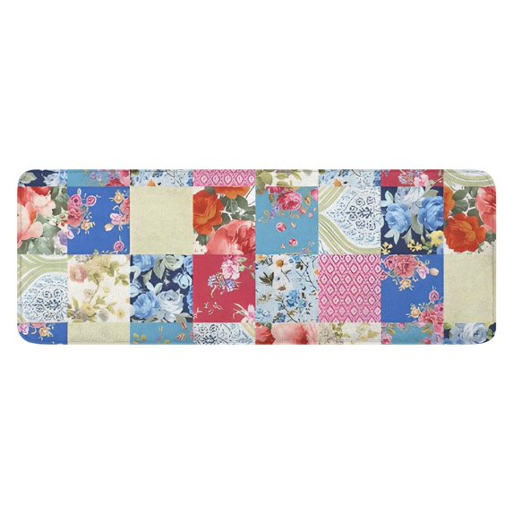 Patchwork Pioneer Flower Kitchen Rug Mat,Kitchen Runner Rugs Non Skid Washable,Decorative Kitchen Floor Mats for Kitchen,Sink,Laundry,17"x47.2"