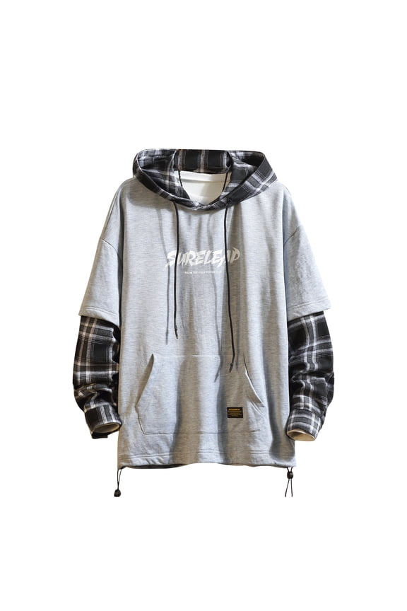 Patchwork Pullover Hoodie Mens Contrast Color Hoodies Men