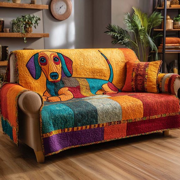 Patchwork Pup Quilted Sofa Cover
