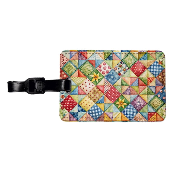 Patchwork Quilt Country Sewing Quilter Faux Leather Travel Luggage Tag
