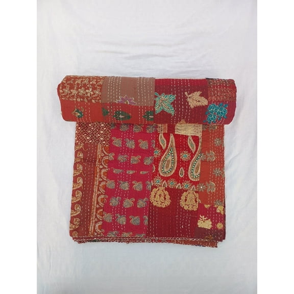 Patchwork Quilt Kantha Quilt Handmade Vintage Quilts Assorted Bedding Throw Blanket Bedspread Quilting Mixed Hippie Quilts AandETextileHouse