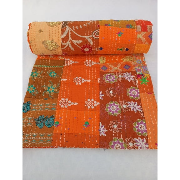 Patchwork Quilt Kantha Quilt Handmade Vintage Quilts Assorted Bedding Throw Blanket Bedspread Quilting Mixed Hippie Quilts AandETextileHouse