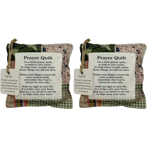 Patchwork Quilt, Mini Prayers Quil-t with Cross Inside, Handmade Prayer Quilts, Prayers Quilt Poem, Pocket Prayer-Quilts, Hand-Sewn Colorful Quil-t, Inspirational Patchwork Square Gifts
