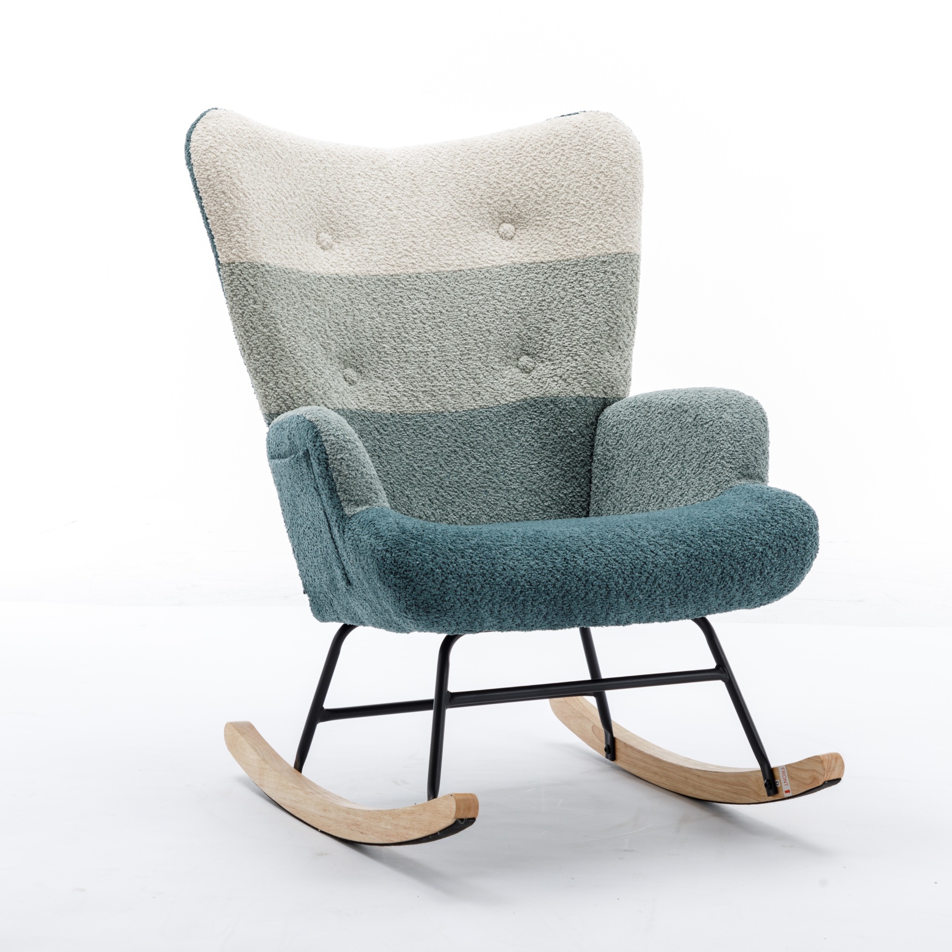 Patchwork Rocking Chair, Teddy Fabric Upholstered Rocking Chair Arm ...