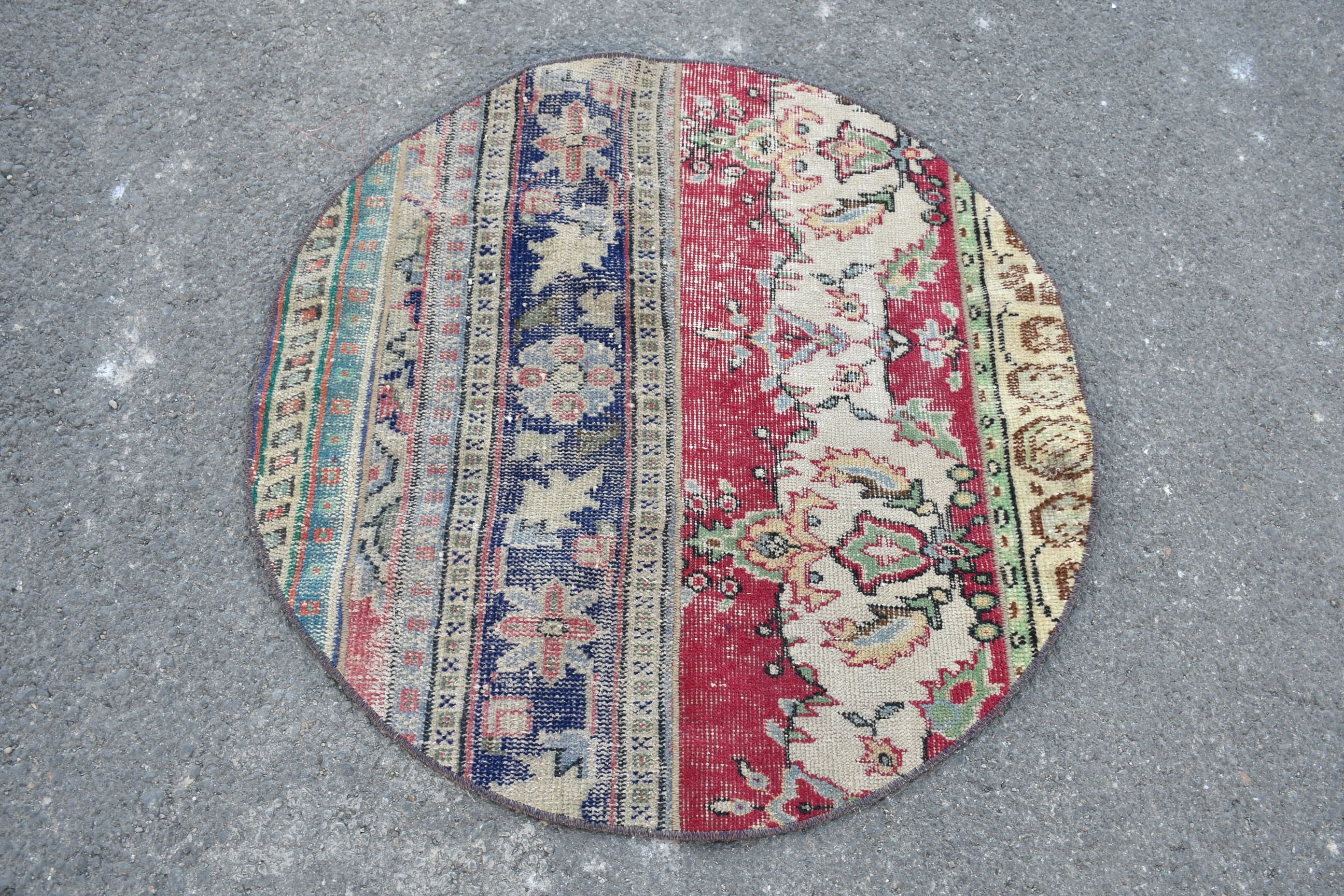 Patchwork Rug, Turkish Rug, 3.3x3.3 ft, Oushak Rug, Small Rug, Organic ...