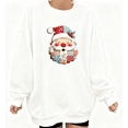 thumbnail image 1 of Patchwork Santa Christmas Graphic Tee T-Shirt Top Print Commuting Round-neck long-sleeved white S-3XL, 1 of 5