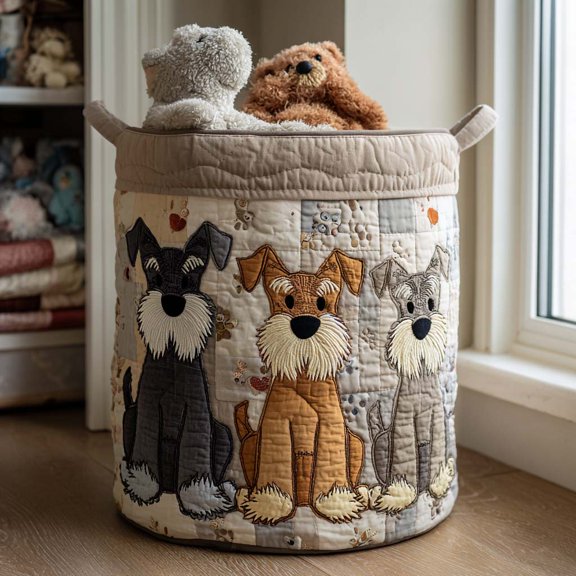 Patchwork Schnauzer Quilted Laundry Basket