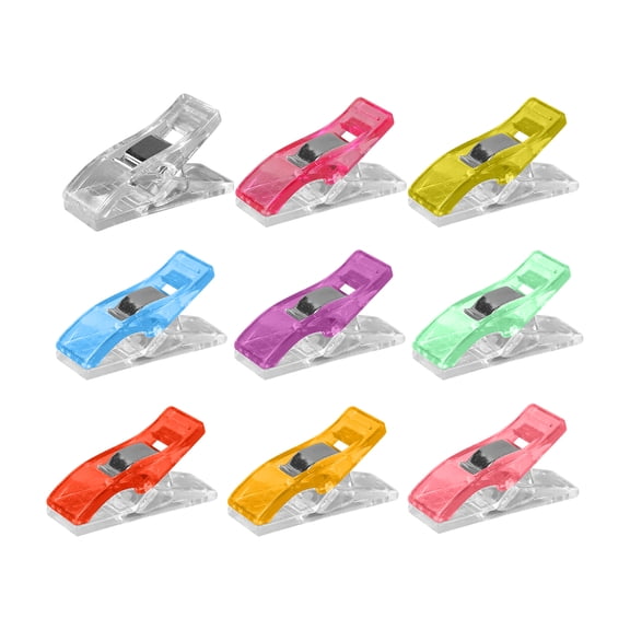 Patchwork Sewing Clips for Fabric Quilting Binding and Craft Work Colorful Plastic and Metal Clips with Flat Base and Spring Grip, 50Pcs