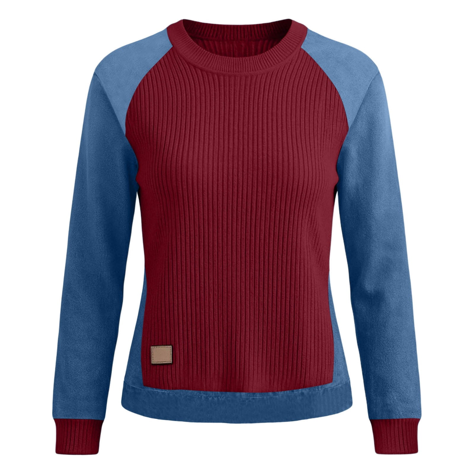 Patchwork Shirts for Women, Color Block Raglan Long Sleeve Round Neck ...