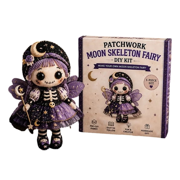 Patchwork Skeleton Witch Girl DIY Kit - Complete Felt Craft Kit with Premium Materials, Perfect for First-Time Crafters Seeking Creative Autumn Activity