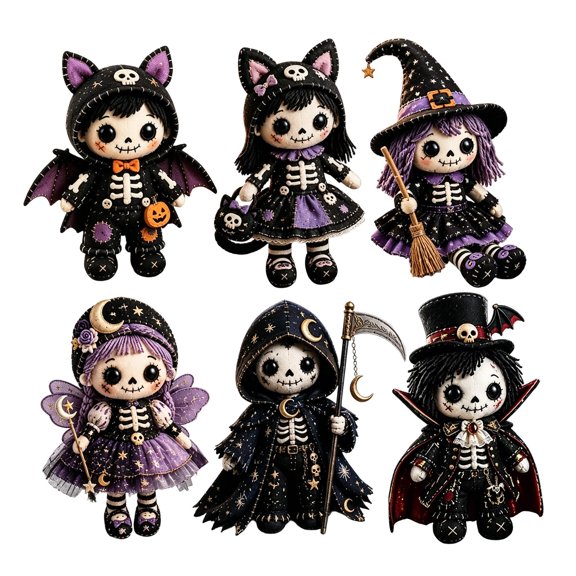 Patchwork Skeleton Witch Girl DIY Kit - Halloween DIY Patchwork Skeleton Set, Doll Making Set, Handmade Decor Ornament Gift for Craft Lovers