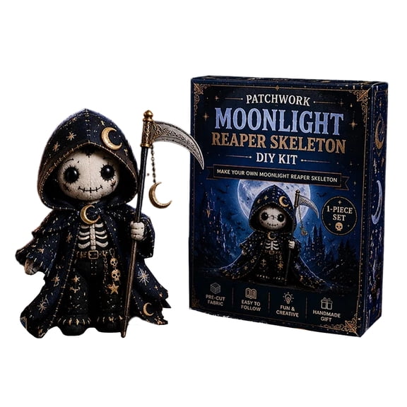 Patchwork Skeleton Witch Girl DIY Kit, Halloween Sewing Craft Kit for Adults and Teens, Beginner-Friendly Gothic Cute Handmade Doll Making Set, Seasonal Decor Gift