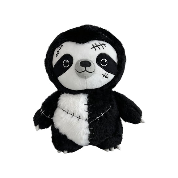 Patchwork Sloth Plush Doll Gothic Spooky Horror Style Stuffed Animals Ornament For Desktop Home Display(Black-28cm)