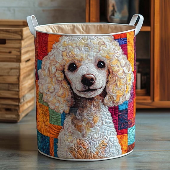 Patchwork Smile Quilted Laundry Basket, Clothes Hamper Storage Bag, Housewarming Gift Ideas, Gift For Mom