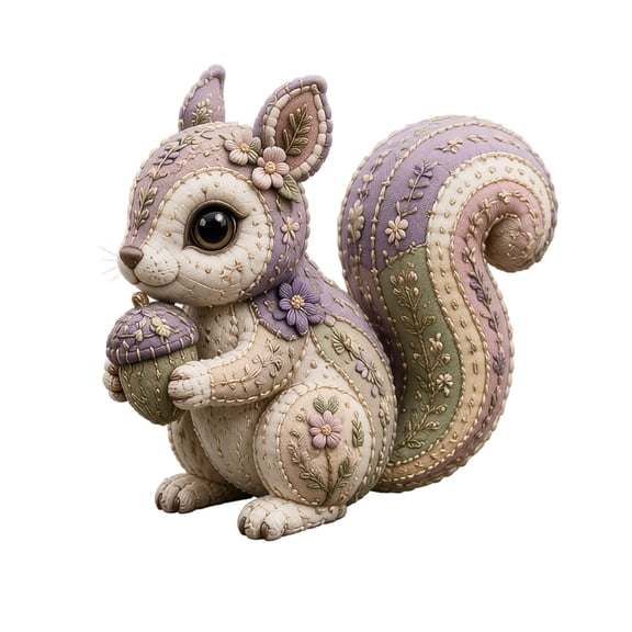 Patchwork Squirrel Decor Figure Diy Quilting Kit for Cottagecore Home Decor