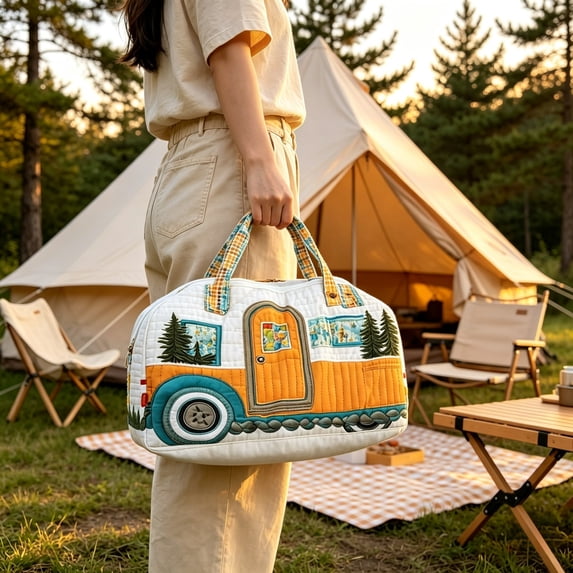Patchwork Travel Bag, TOUMENY Vintage Printed Canvas Travel Bag, Spacious Comfortable Carry-On Luggage for Weekend Getaway