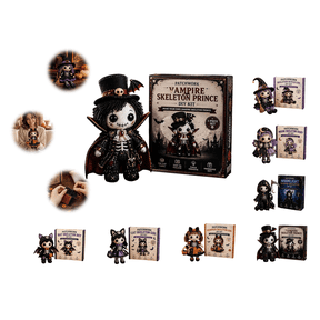Patchwork Vampire Skeleton Prince DIY Kit,Halloween Sewing Craft Kit for Adults and Teens, Beginner-Friendly Gothic Cute Handmade Doll Making Set