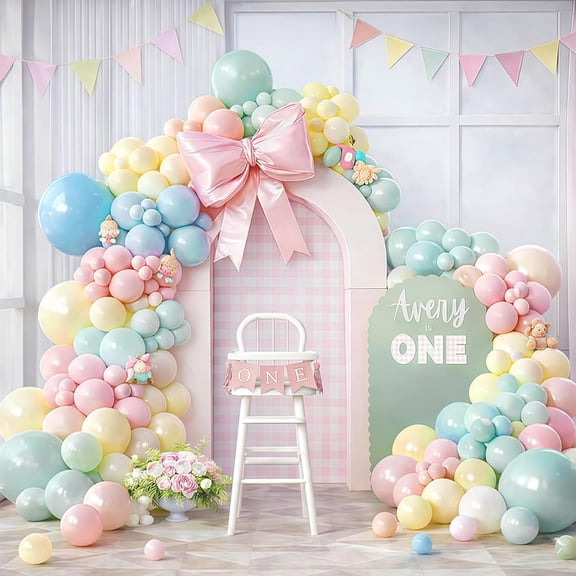 Patel Balloon Garland Arch Kit, 138 PCS Macaron Pink Yellow Green Blue Pastel Rainbow Colorful Balloon for Easter Spring Baby Shower Wedding Birthday Party Decorations