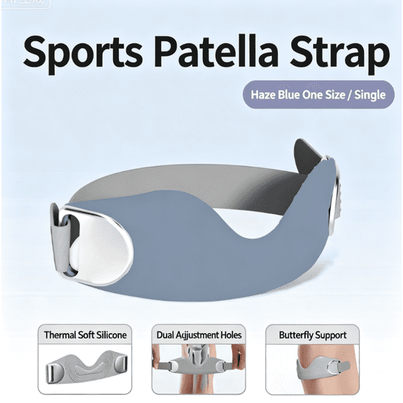 Patella Knee Strap, Silicone Shock Absorption Knee Support Band, Adjustable Knee Stabilizer Brace for Running Basketball Cycling Volleyball, Sports Knee Protector for Men Women Knee Discomfort Relief
