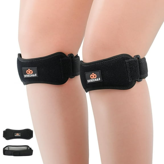 Patella Tendon Knee Strap 2 Pack, Knee Support Brace for Women Men, knee Stabilizer for Knee Pain Relief, Hiking, Soccer, Basketball, Running, Tennis, Volleyball & Squats, Black