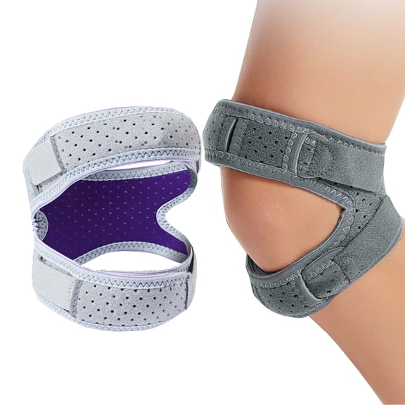 Patella Tendon Support Strap for Knee Pain Relief, Knee Brace Support Protector Wrap Sleeve for Arthritis Tendonitis, Adjtable Knee Straps for Menisc Tear, Running, Basketball, Sport Gym (Purple)