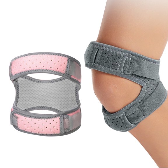 Patella Tendon Support Strap for Knee Pain Relief, Knee Brace Support Protector Wrap Sleeve for Arthritis Tendonitis, Adjustable Knee Straps for Meniscus Tear, Running, Basketball, Sport Gym (Pink)