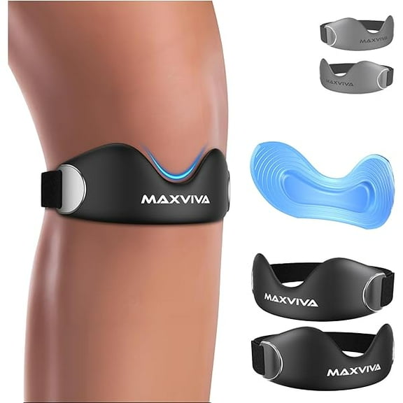 Patellar Tendon Support Strap 2 Pack, Knee Brace Patella Band for Running Hiking Basketball Gym Fitness Tennis Badminton Cycling, Offers Relief from Meniscus Tear and Knee Pain. (Black)