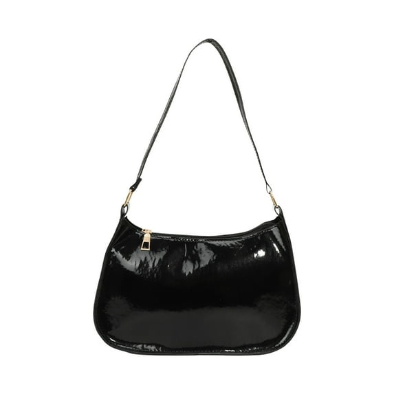 Patent Leather Clutch Purse Shiny Evening Handbags for Women Girls Armpit Shoulder Bag MINI Hobos Black