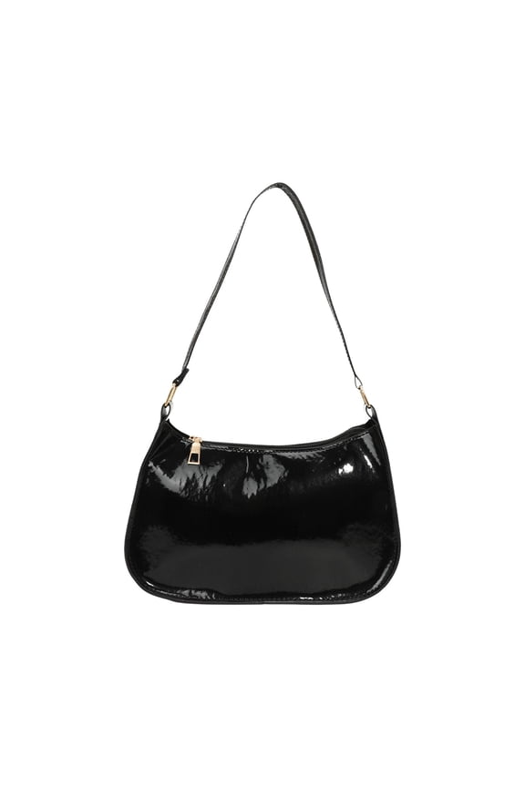 Patent Leather Clutch Purse Shiny Evening Handbags for Women Girls Armpit Shoulder Bag MINI Hobos Black