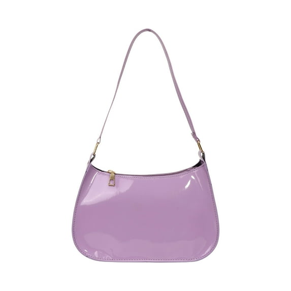 Patent Leather Clutch Purse Shiny Evening Handbags for Women Girls Armpit Shoulder Bag MINI Hobos Purple