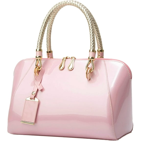 Patent Leather Shiny Women Handbag Elegant Evening Shoulder Crossbody Bag Boston Style Parties Formal Events