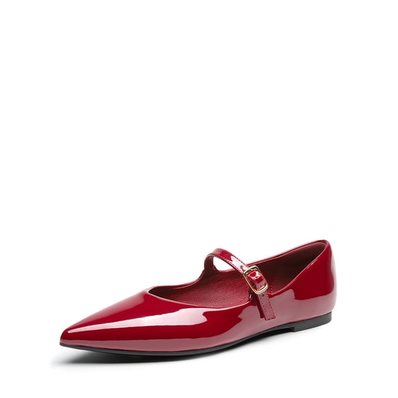 Patent Pointed Toe Mary Jane Flats for Women