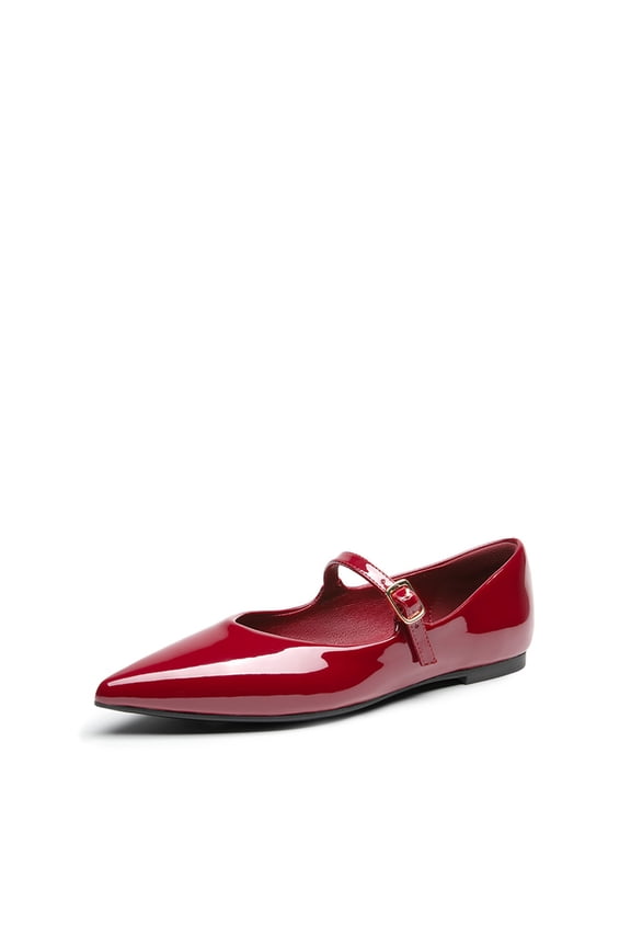 Patent Pointed Toe Mary Jane Flats for Women