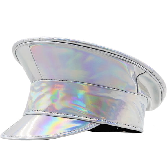 PatentLeather Hat for Women Bachelorette Party Hat DjHat Captain Cap Stage Performances Club Headdress