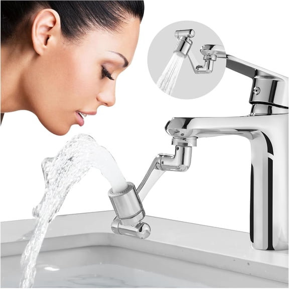 Patented 1080Swivel Faucet-Extender Sink-Aerator - 2-Mode Splash Water Tap Extension, Kitchen Bathroom 360 Rotate Spray Attachment, Multifunctional Universal Robotic Arm -Wash Hand/Hair/Face