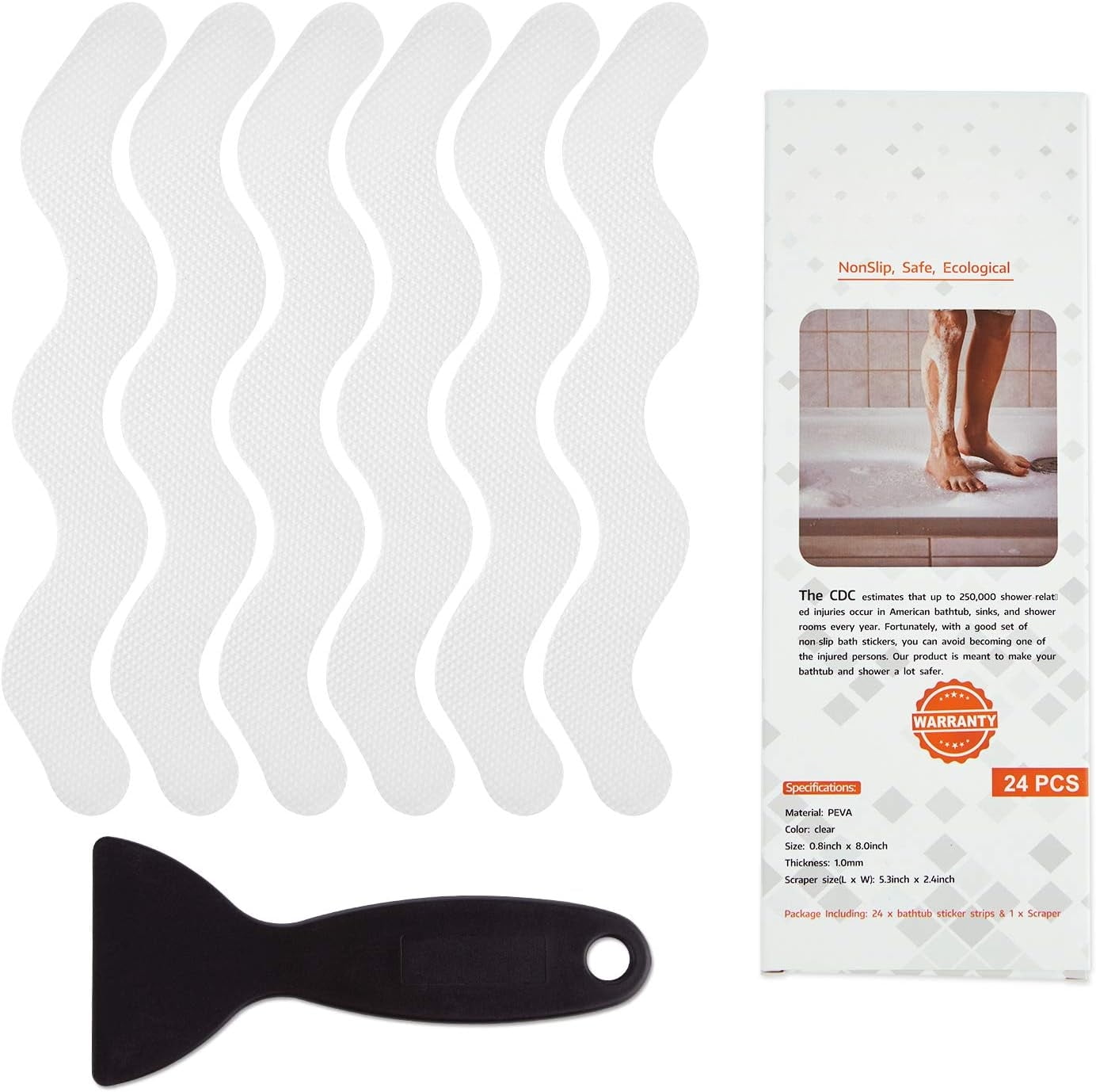 Patented Anti Slip Shower Stickers 24 PCS Safety Bathtub Strips ...