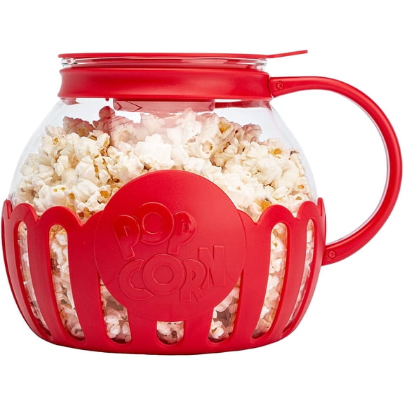 Patented Micro-Pop Microwave Popcorn Popper with Temperature Safe Glass, 3-in-1 Lid Measures Kernels and Melts Butter, Made Without BPA, Dishwasher Safe, 1.5-Quart, Aqua