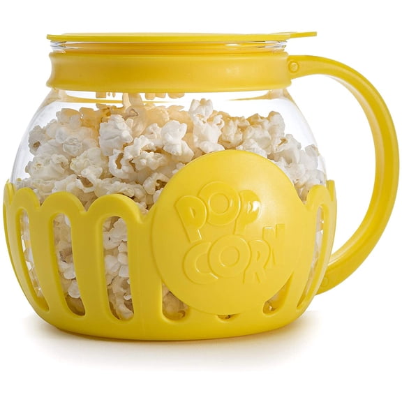 Patented Micro-Pop Microwave Popcorn Popper with Temperature Safe Glass, 3-in-1 Lid Measures Kernels and Melts Butter, Made Without BPA, Dishwasher Safe, 1.5-Quart, Aqua