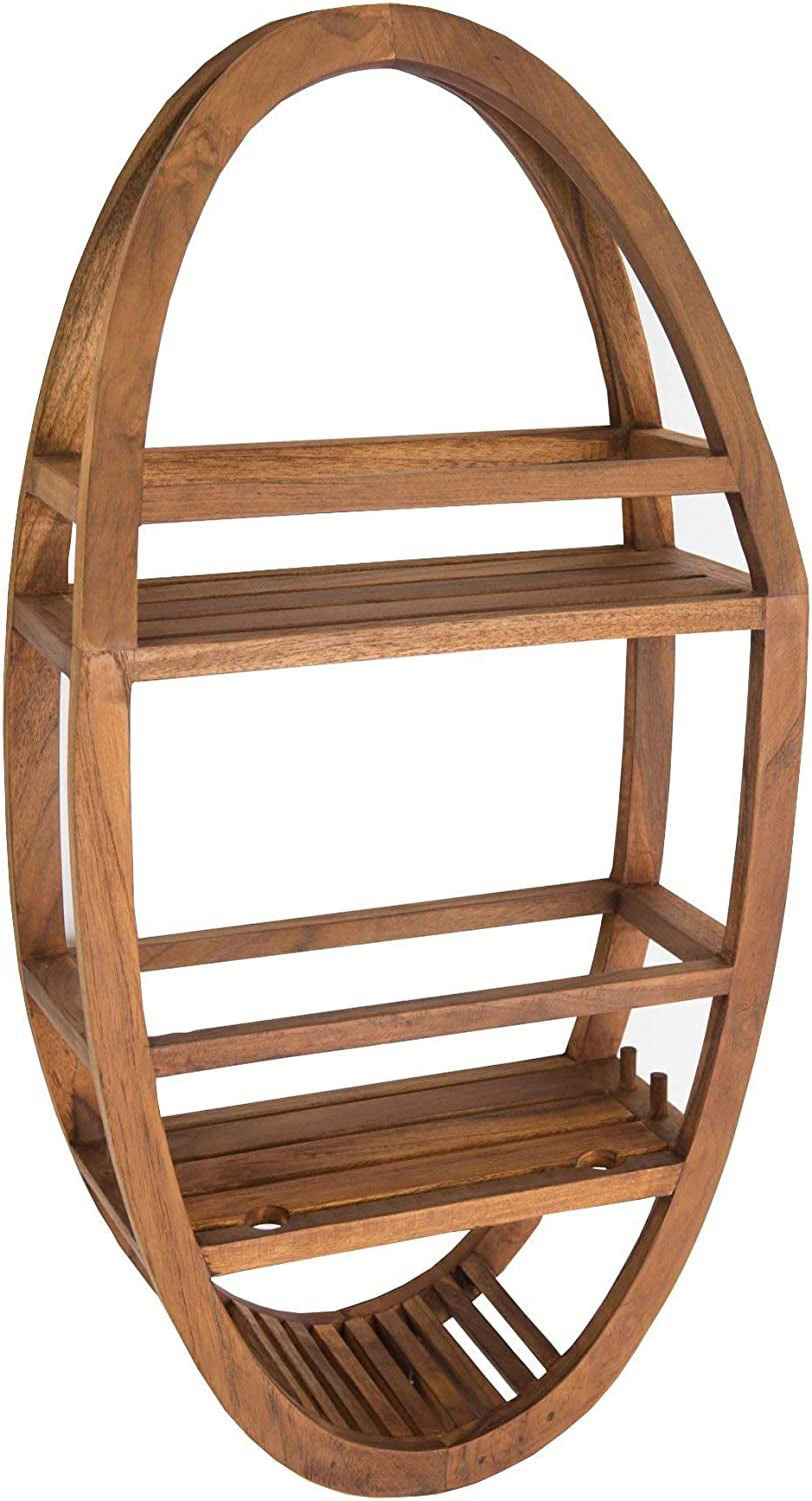 Eco-Friendly Teak Wood Hanging Shower Caddy with Suction Mount