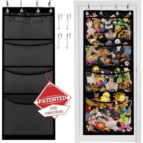 (Patented) The Original Storage for Stuffed Animals, Over Door Organizer for Stuffies, Baby Accessories, Toy Plush Storage, Breathable Hanging Storage Pockets Big Girls Toddler Large Bag