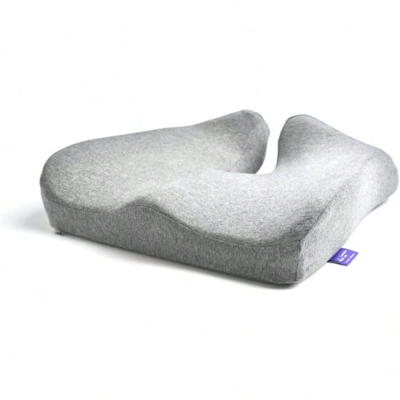Patented Prure Relief Seat Cushion for Long Sitting Hours on Office/Home Chair Car Wheelchair - Extra-Dense Memory Foam for Hip Tailbone Coccyx Sciatica - Light Grey