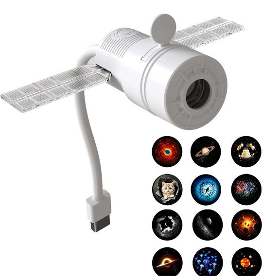 Patented Satellite Star Projector Galaxy Night Light, HD Focusable Projection Lamp with Sync Dimming & Dual Auto Shutoff Timer, Portable USB Ambient Light for Kids Nursery Bedroom Gaming Room Gift