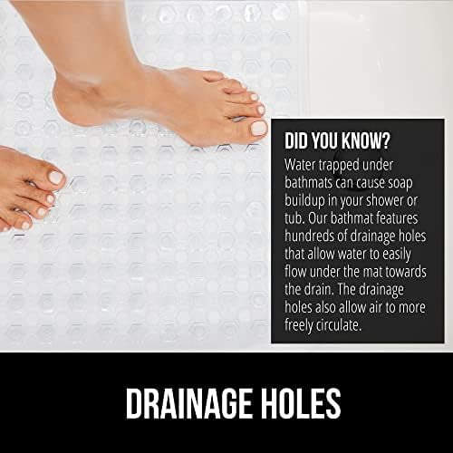 Patented Square Shower Stall Mat, Small Bathtub Floor Mats for Stand Up Showers with Suction Cups and Drainage Holes, Machine Wash, Soft on Feet, Bathroom Accessories 21x21 Inch, Clear