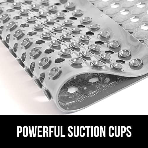 Patented Square Shower Stall Mat, Small Bathtub Floor Mats for Stand Up Showers, Suction Cups and Drainage Holes, Machine Wash, Soft on Feet, Bathroom Accessories 21x21 Inch, Gray Opaque