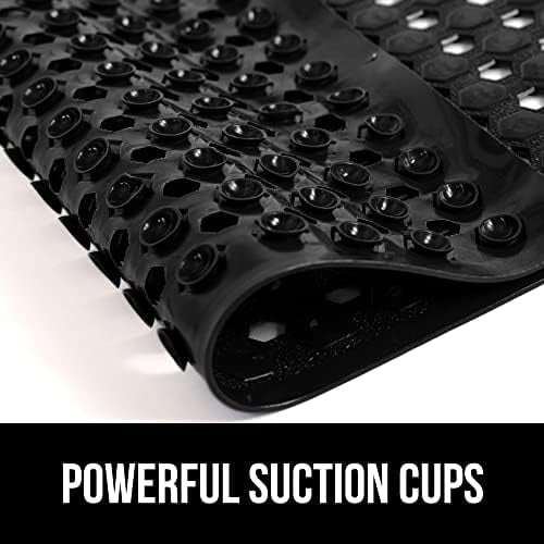 Patented Square Shower Stall Mat, Small Bathtub Floor Mats for Stand Up Showers, Suction Cups and Drainage Holes, Machine Wash, Soft on Feet, Bathroom Accessories 21x21 Inch, Black Opaque