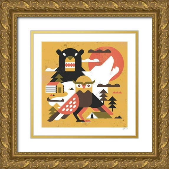 Paterson, Robert John 20x20 Gold Ornate Wood Framed with Double Matting Museum Art Print Titled - Owl Lake