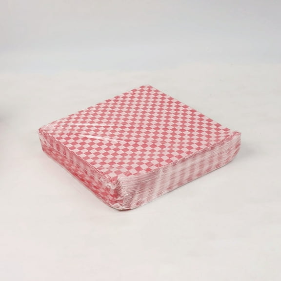 Paterson WG01008 12 in. x 12 in. Grease-Resistant Food Wrap - Red Check (5000/Carton)